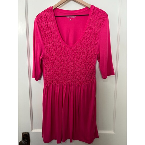 Soft Surroundings Women's Corbeille Tunic Top Pink Basketweave Smocking Size L - Picture 1 of 8